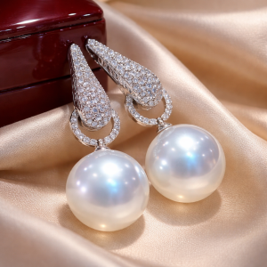 Dangle Elegant Pearl Drop Earrings -Silver