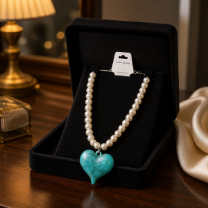 Lovely Turquoise Heart Charm Necklace