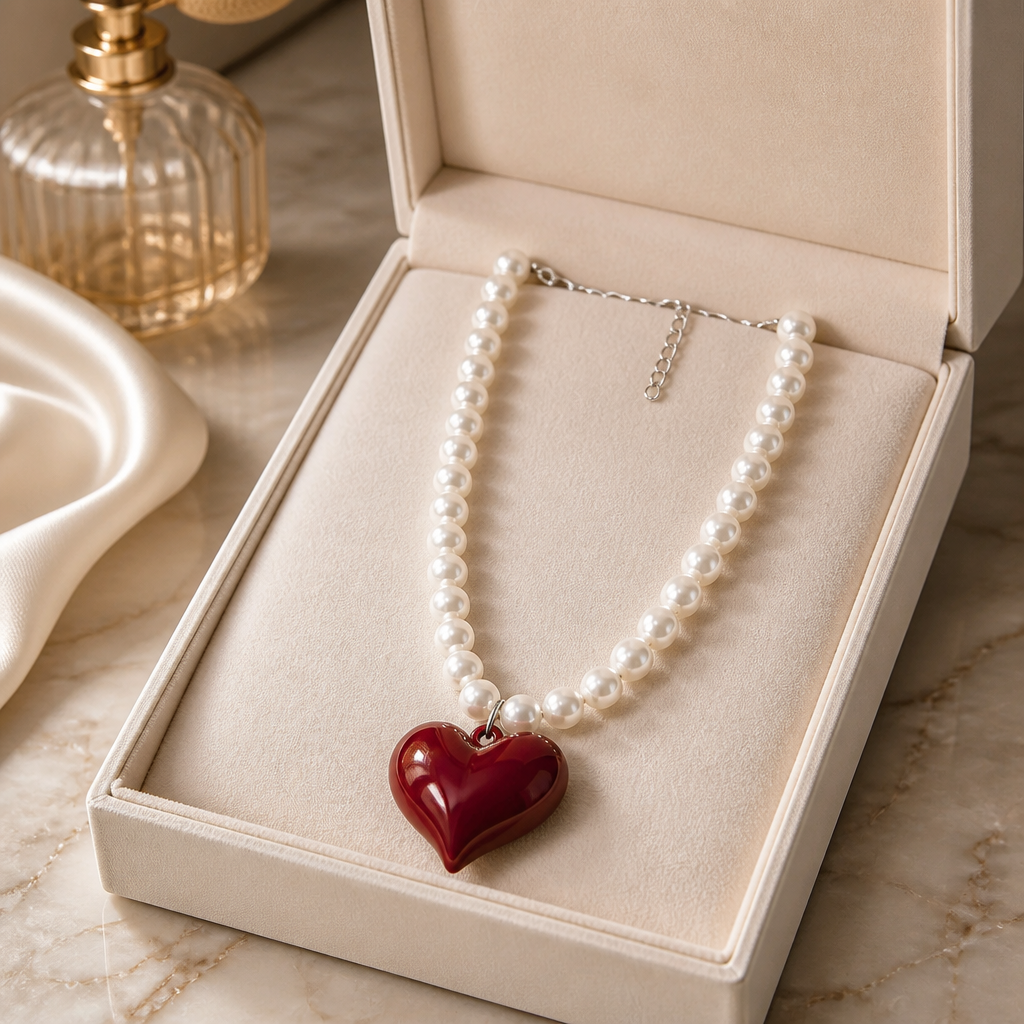 Plum Heart Charm Necklace