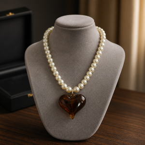 Brown Heart Charm Necklace