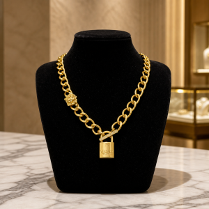 Elite Gold Lock Necklace