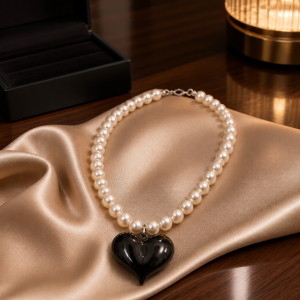 Lovely Dark Heart Charm Necklace